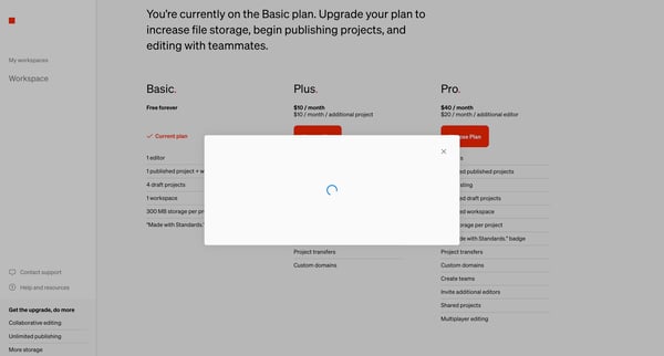 Standards - Plan screen
