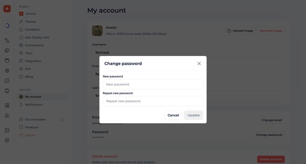 Set your profile · Jimo screen