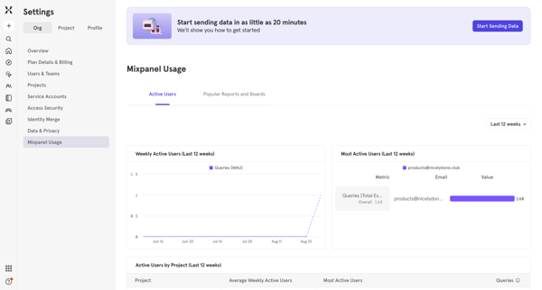 Mixpanel - Product Analytics screen