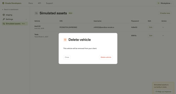 Enode Developers screen