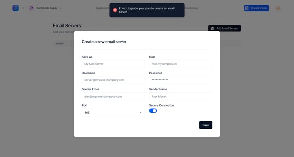 Email Servers from Formcarry