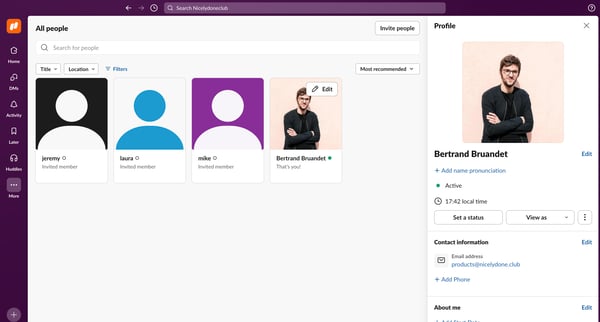 All people - Nicelydoneclub - Slack screen