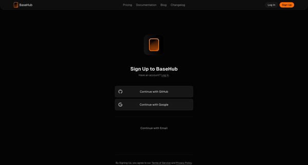 Sign Up — BaseHub screen