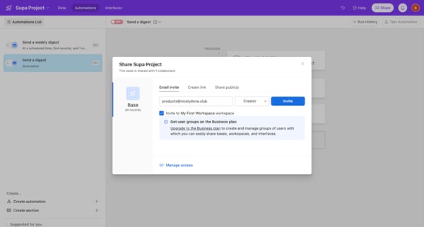 Supa Project Tasks - Airtable screen