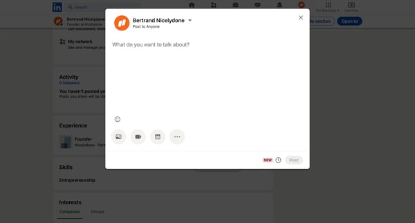 Bertrand Nicelydone | LinkedIn screen