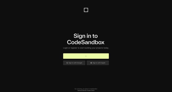 CodeSandbox screen