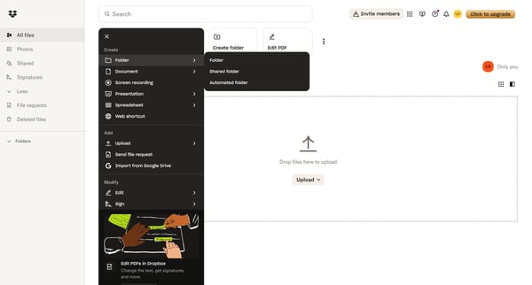Files - Dropbox screen
