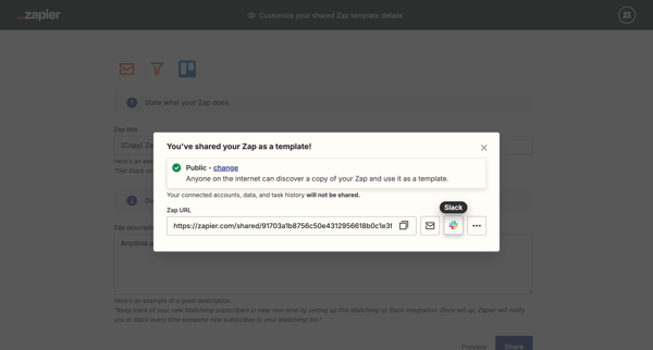 Shared Zap | Zapier screen