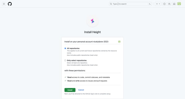 Installing Height from Height