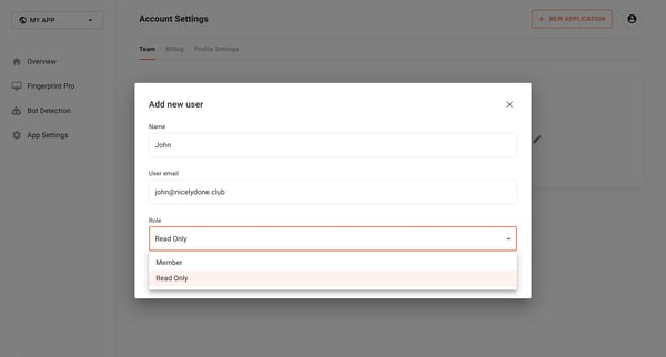 Settings | Fingerprint screen