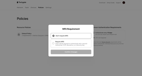 Policies | Twingate Admin screen