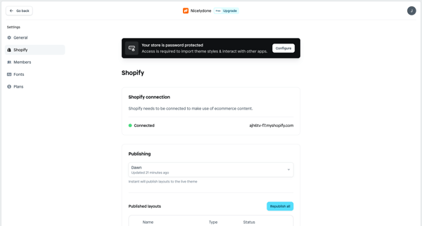 Settings | Nicelydone screen