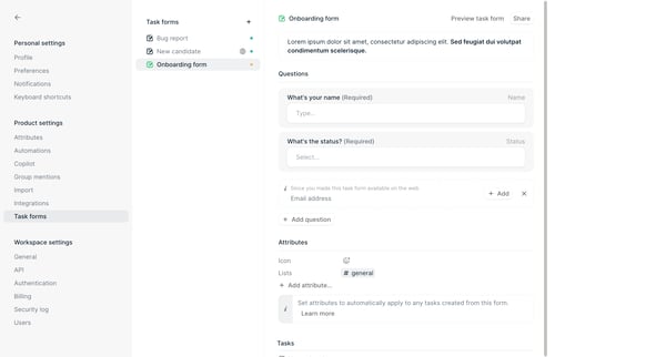 Task forms - Settings - Height from Height