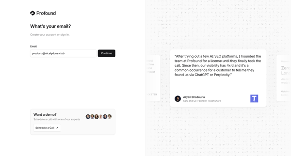 Profound | Answer Engine Optimization screen