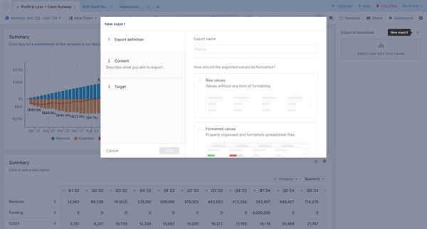 Profit | Loss + Cash Runway - Causal screen