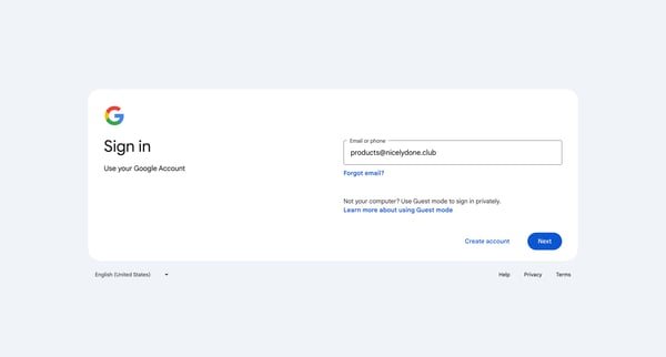 Sign in - Google Accounts screen
