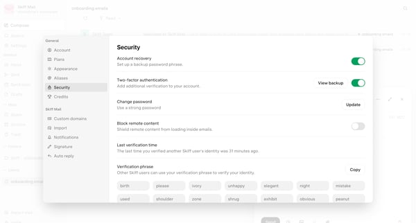 onboarding emails - nicelydone@skiff.com screen