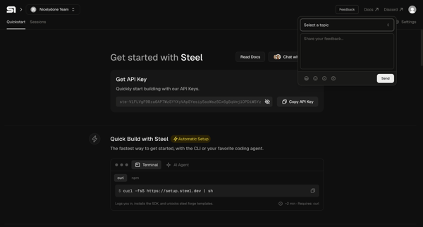 Steel | Open-source Headless Browser API screen