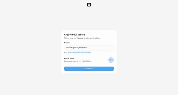 Complete Your Profile - Cushion screen