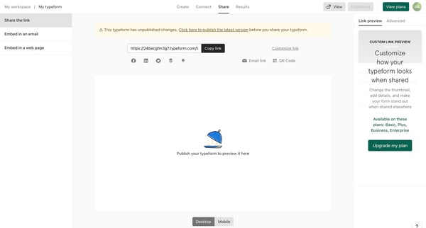 Typeform - Share from Typeform