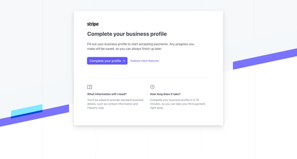 Dashboard – New Business – Stripe [Test] screen