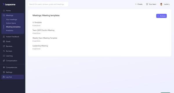 Meetings | Templates Leapsome from Leapsome