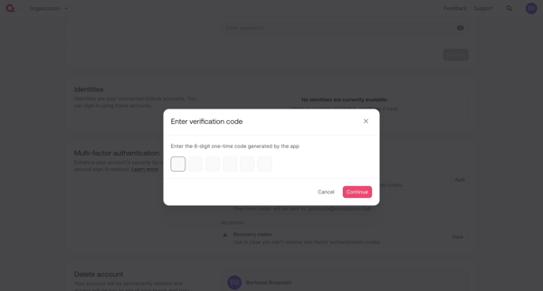 User - Appwrite screen