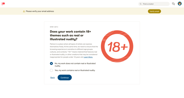 Create on Patreon | Patreon screen
