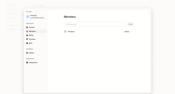 Settings » Members screen