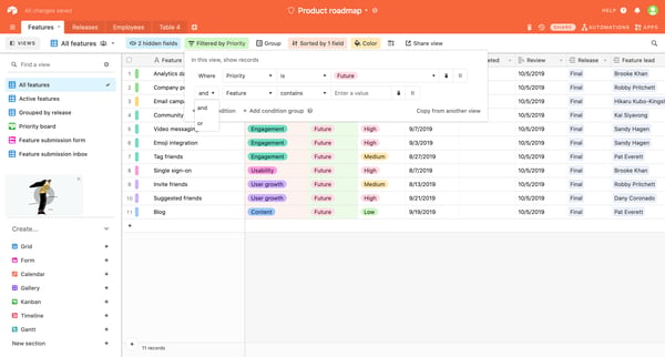 Product roadmap Features - Airtable from Airtable