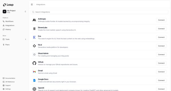 Leap AI | Automate any workflow with AI screen
