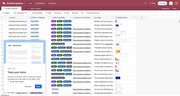 Airtable Updates Airtable Updates - Airtable screen