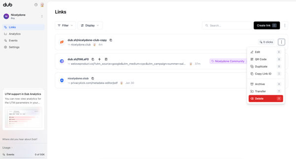 Dub.co - Link Management for Modern Marketing Teams screen