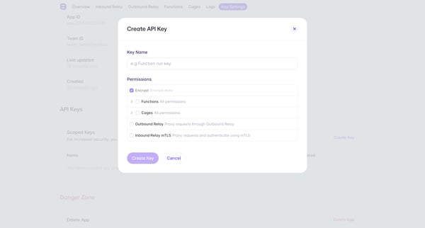 Evervault | App screen