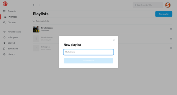 Playlists - Pocket Casts screen
