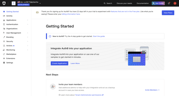 Getting Started screen