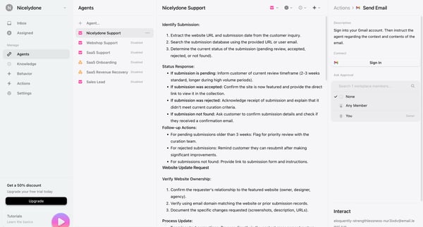 Agents › Nicelydone Support screen