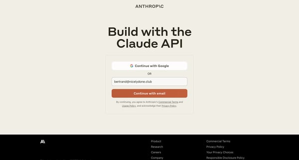 Anthropic Console screen
