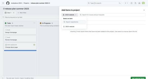 View 1 · release plan summer 2023 from Github