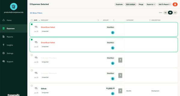Expensify - Expenses screen