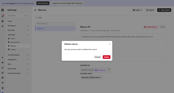 Macros | Nicelydone Intercom screen