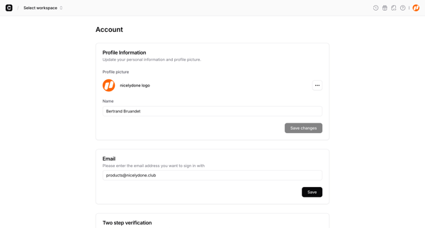 Account - Chatbase screen