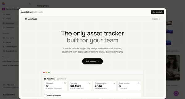 Resources | Lovable screen