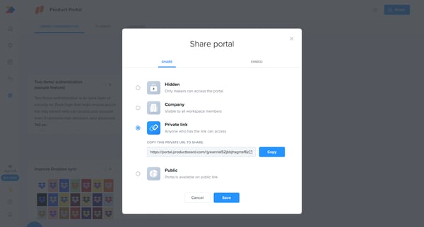 Portal | Productboard screen