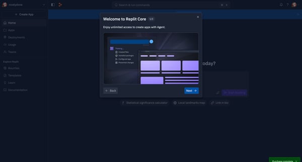 Home - Replit screen
