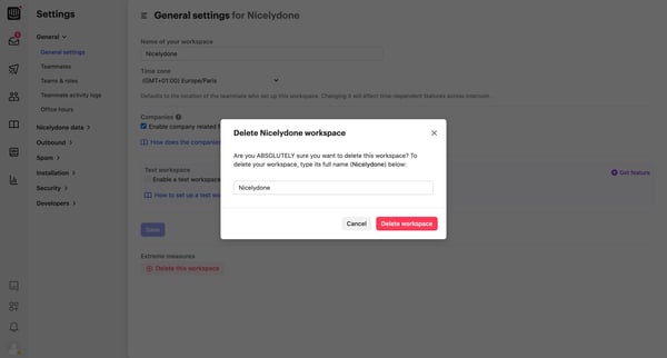 General settings | Nicelydone Intercom from Intercom