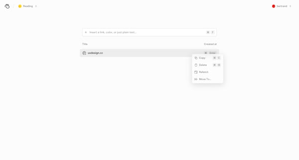 Reading – Basic Bookmarks screen