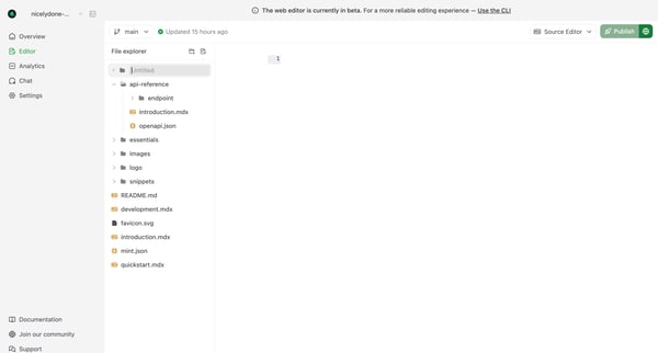 Editor - Mintlify screen