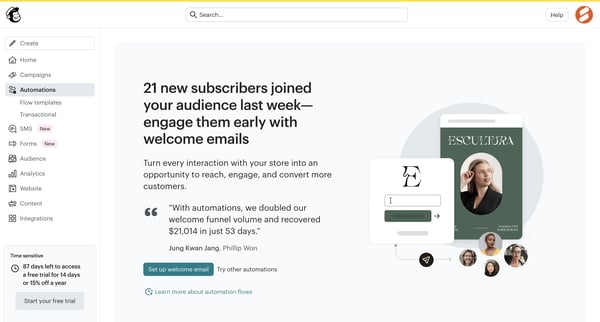 Automations | Mailchimp screen