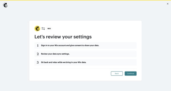 Wix | Mailchimp screen